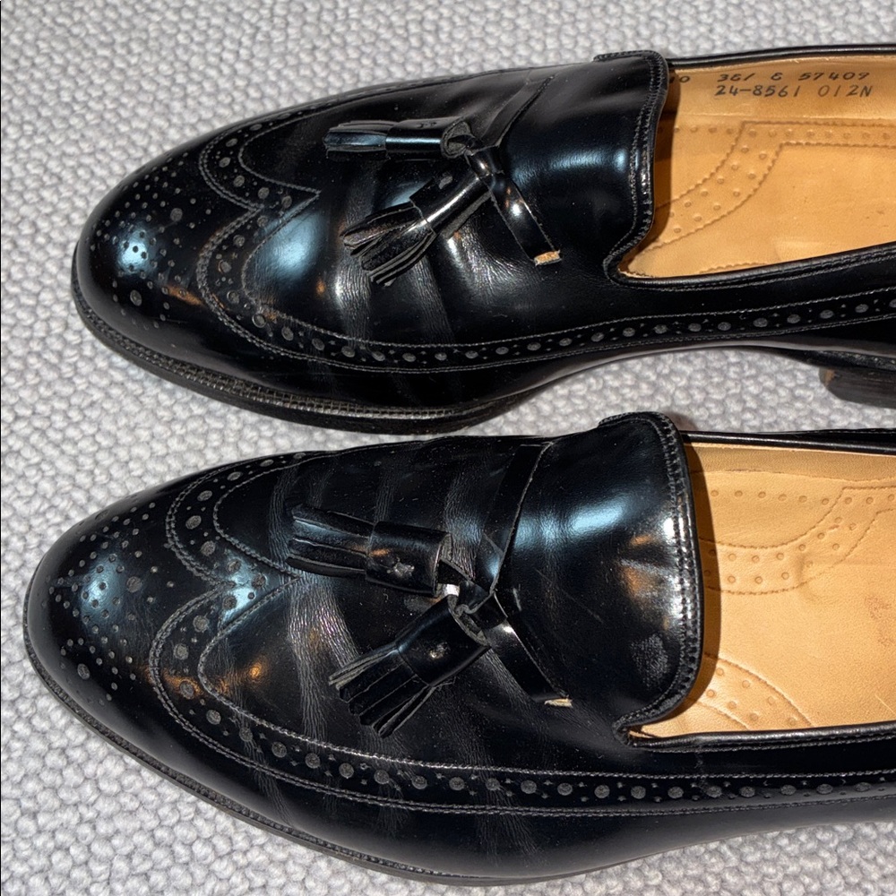 Johnston & Murphy Aristocraft Black Leather Tassel Loafers, Mens Size 10 - Picture 2 of 7
